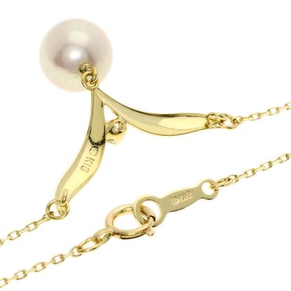 MIKIMOTO Pearl Pearl Diamond Necklace K18 Yellow Gold Ladies [Used]
