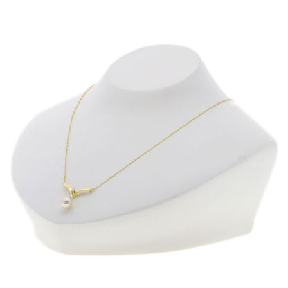 MIKIMOTO Pearl Pearl Diamond Necklace K18 Yellow Gold Ladies [Used]