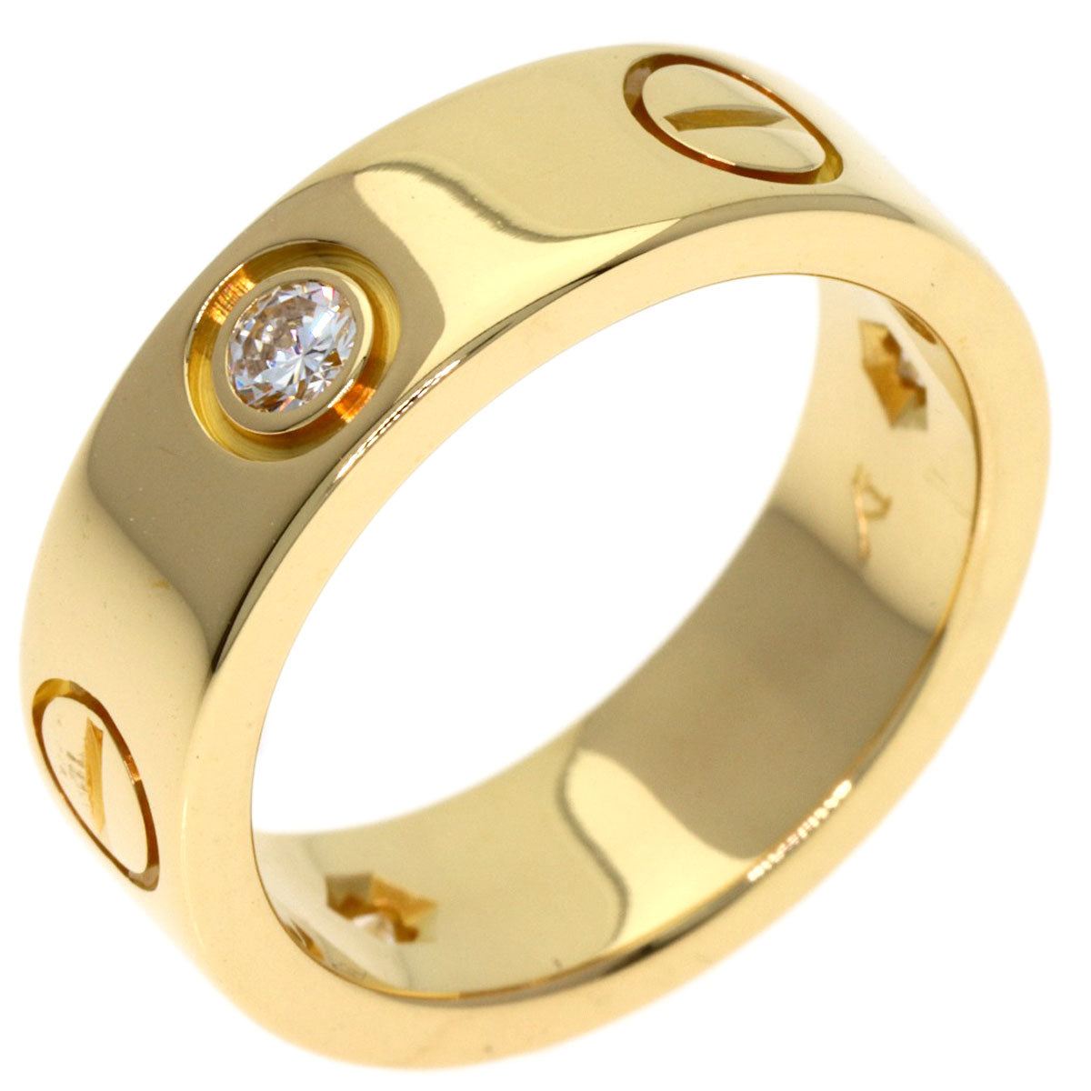 CARTIER love ring 3P Diamond #48 Ring K18 Yellow Gold Ladies [Used]