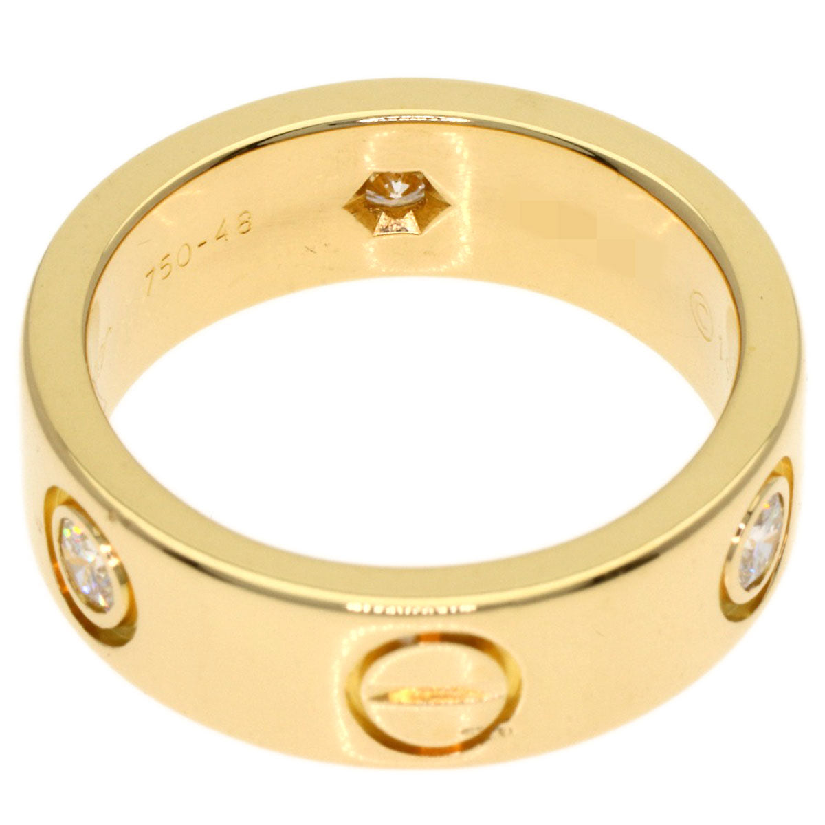CARTIER love ring 3P Diamond #48 Ring K18 Yellow Gold Ladies [Used]