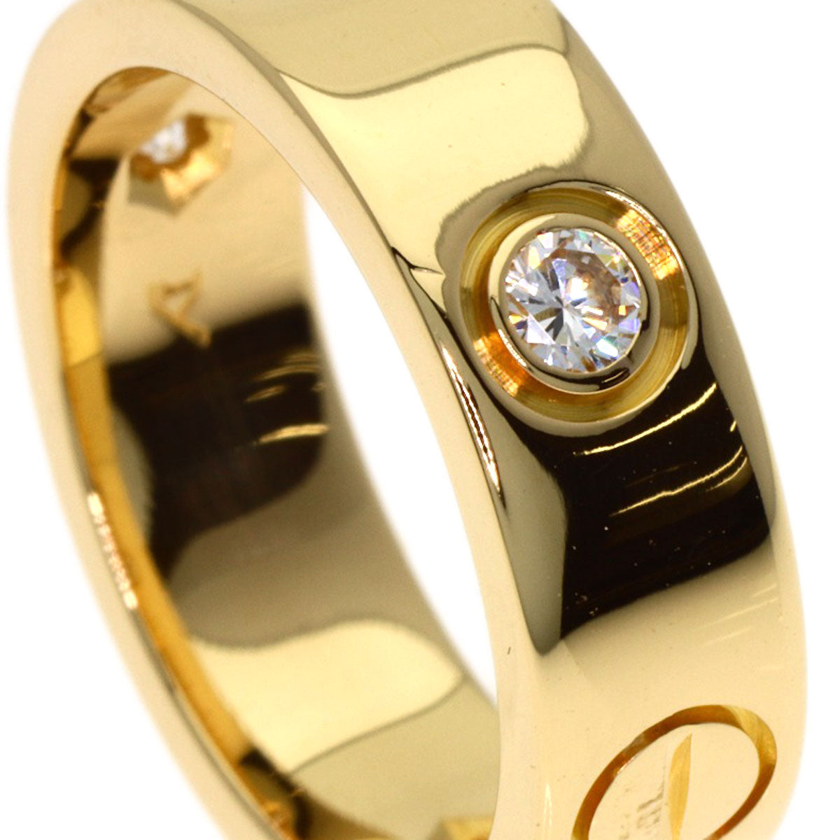 CARTIER love ring 3P Diamond #48 Ring K18 Yellow Gold Ladies [Used]