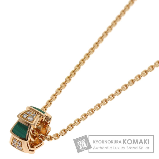 BVLGARI Serpenti Malachite Diamond Necklace K18 Pink Gold Ladies [Used]