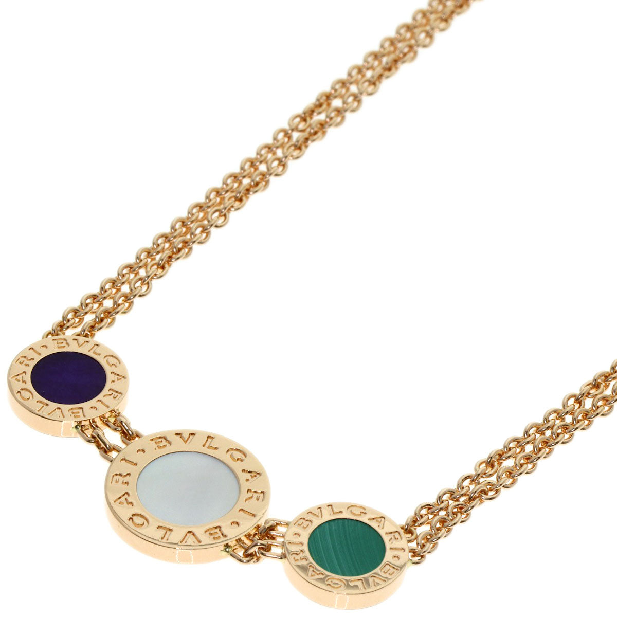 BVLGARI BVLGARI BVLGARI Malachite Sugilite Shell Necklace K18 Pink Gold Ladies [Used]