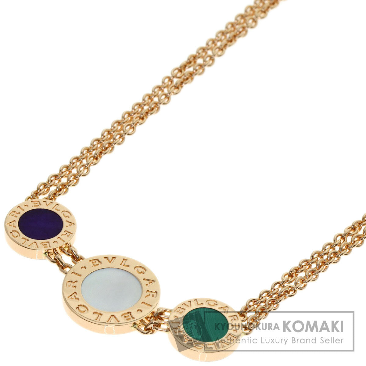 BVLGARI BVLGARI BVLGARI Malachite Sugilite Shell Necklace K18 Pink Gold Ladies [Used]