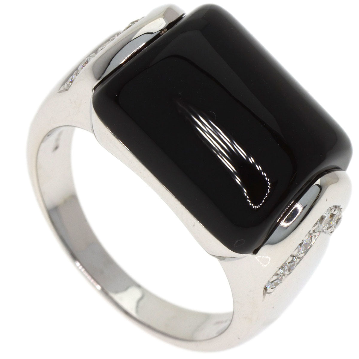 BVLGARI Muza Diamond Onyx Ring K18 White Gold Ladies [Used]