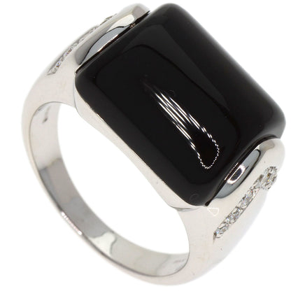 BVLGARI Muza Diamond Onyx Ring K18 White Gold Ladies [Used]