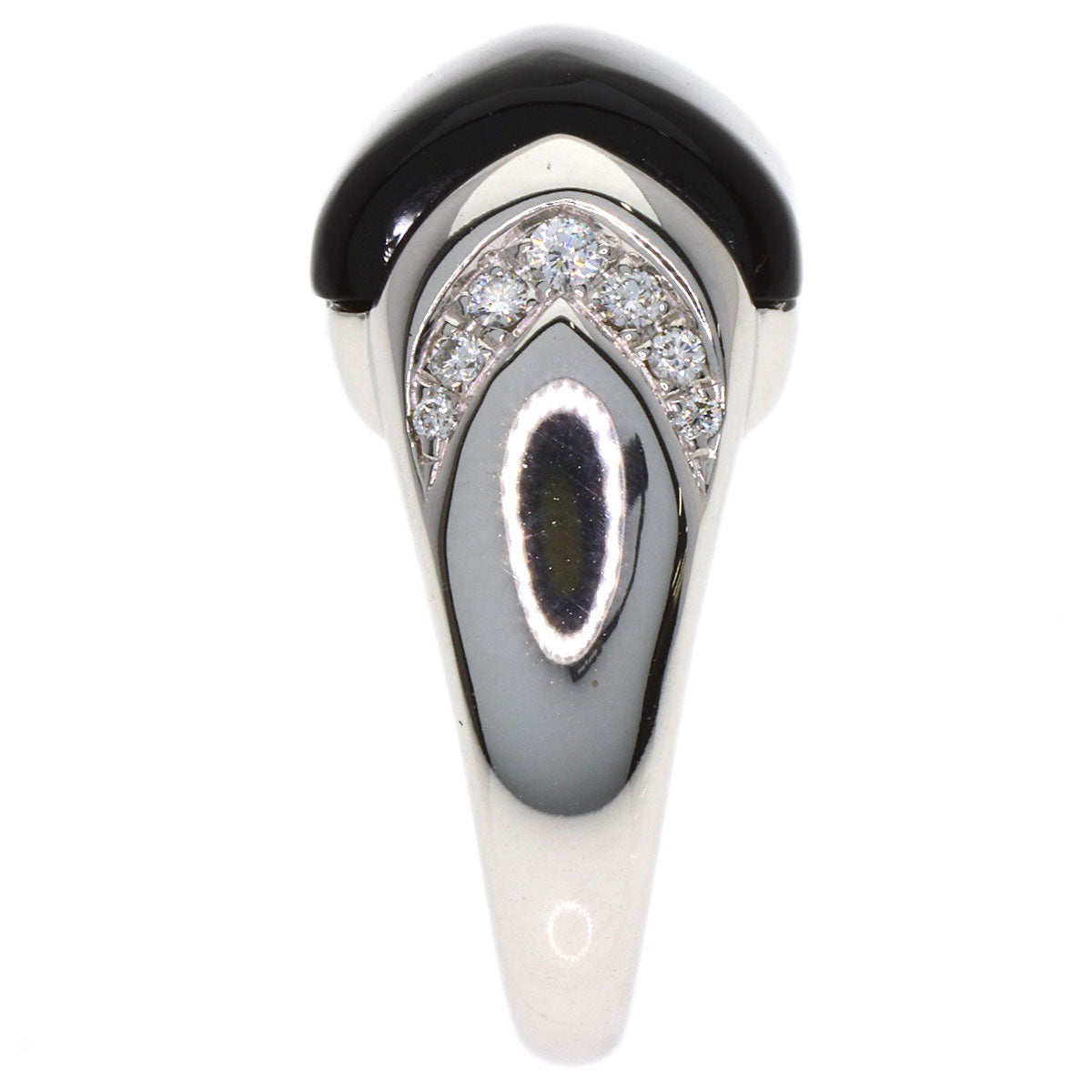 BVLGARI Muza Diamond Onyx Ring K18 White Gold Ladies [Used]