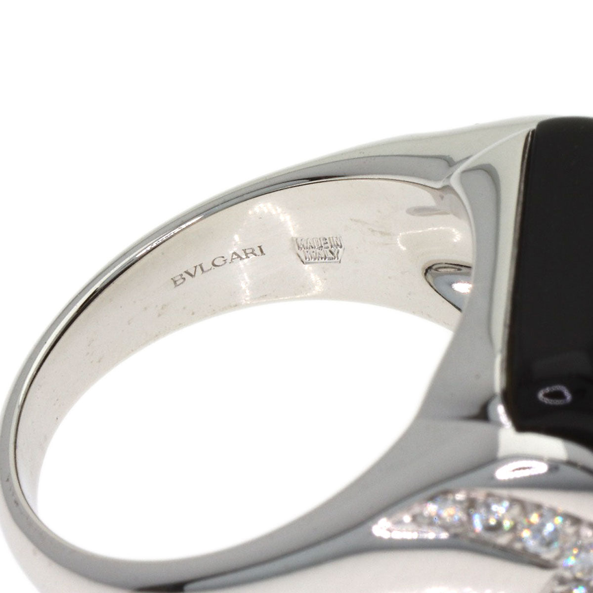 BVLGARI Muza Diamond Onyx Ring K18 White Gold Ladies [Used]