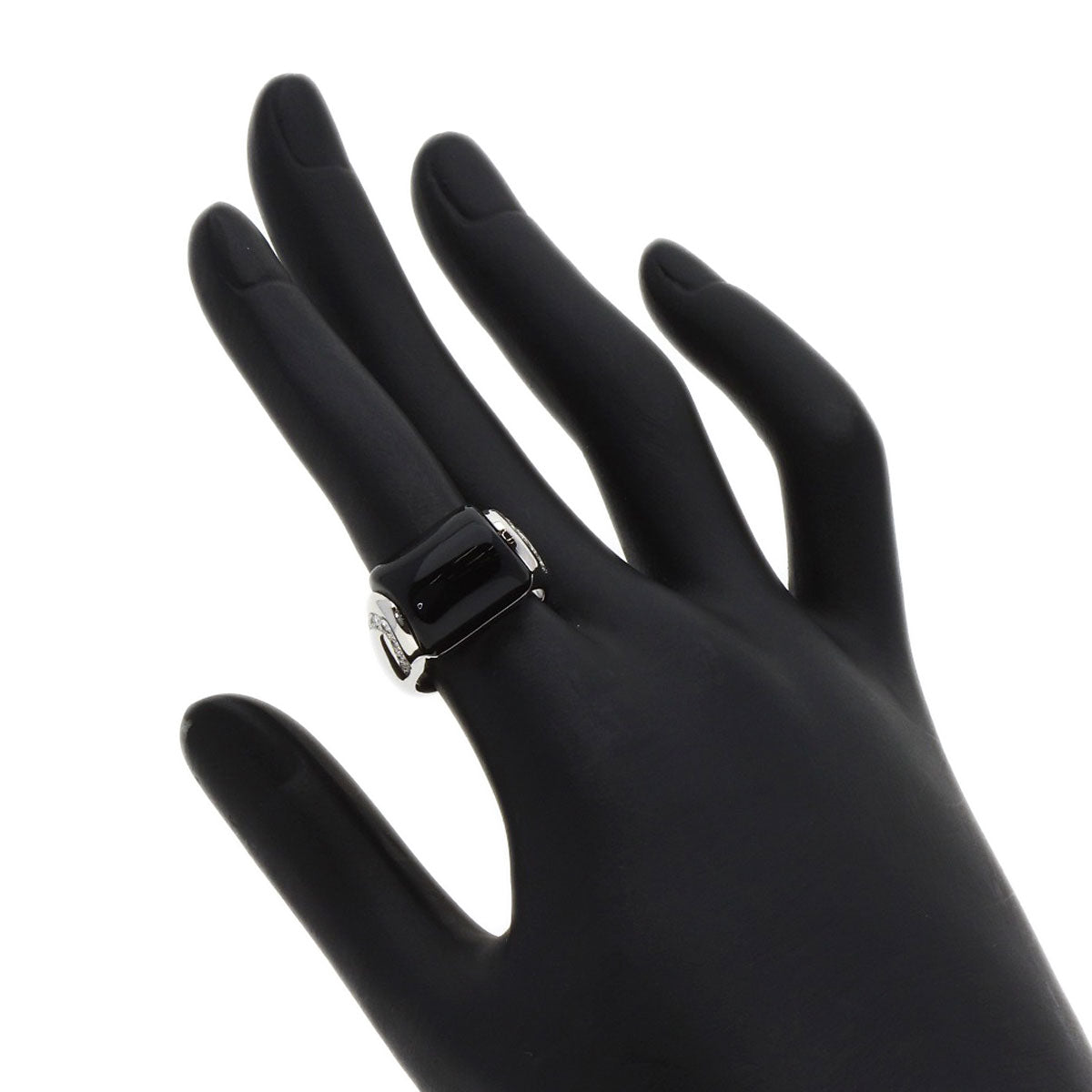 BVLGARI Muza Diamond Onyx Ring K18 White Gold Ladies [Used]