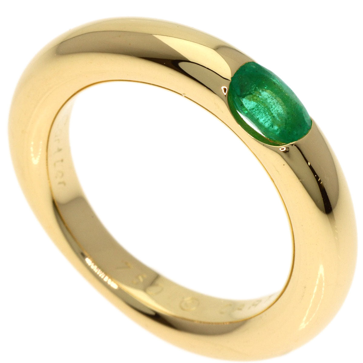 CARTIER Ellipse Emerald #51 Ring K18 Yellow Gold Ladies [Used]