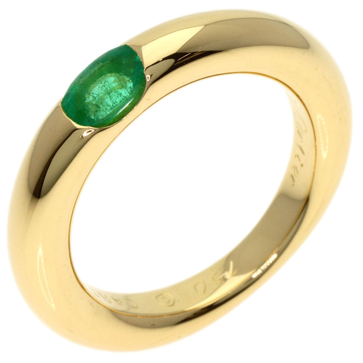 CARTIER Ellipse Emerald #51 Ring K18 Yellow Gold Ladies [Used]