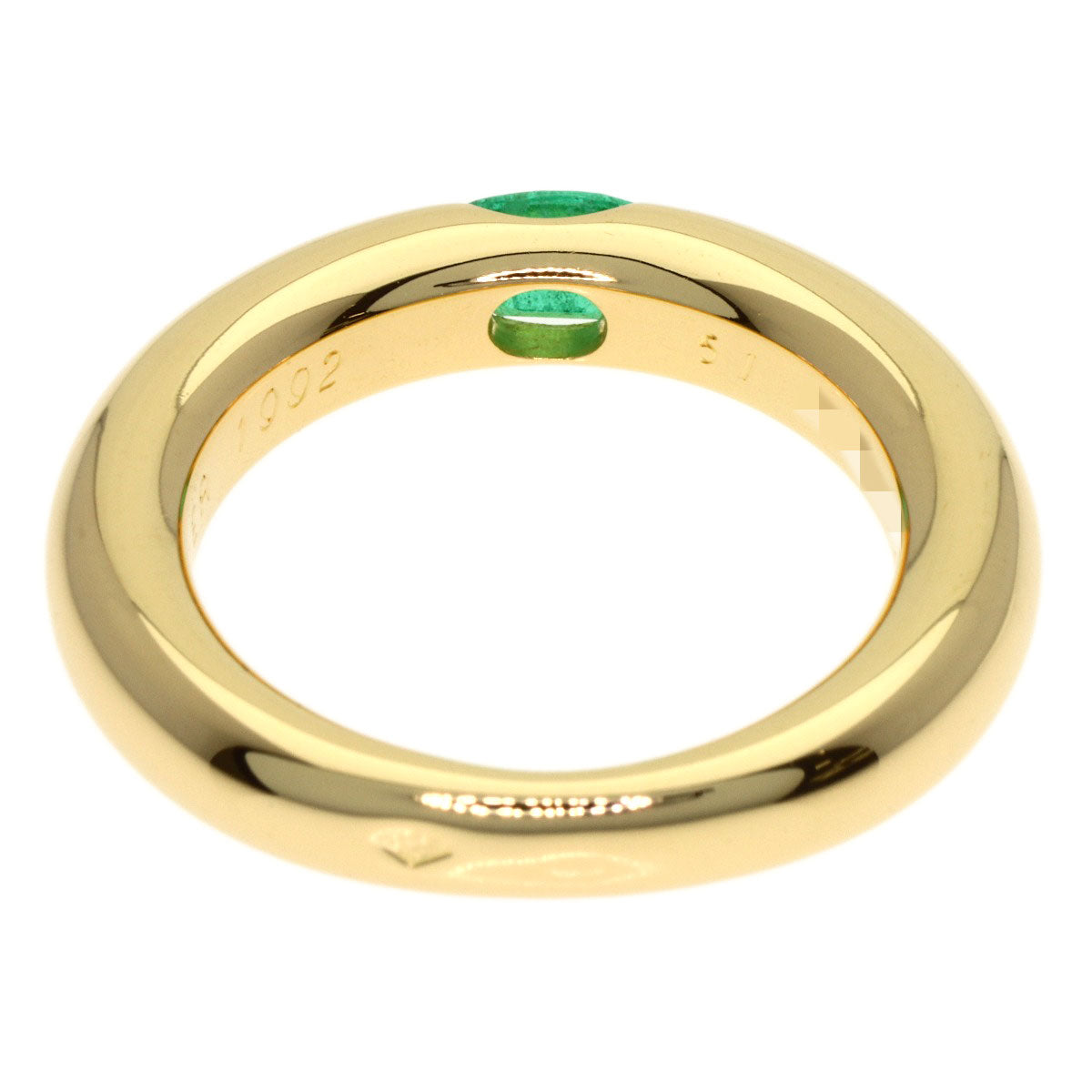 CARTIER Ellipse Emerald #51 Ring K18 Yellow Gold Ladies [Used]