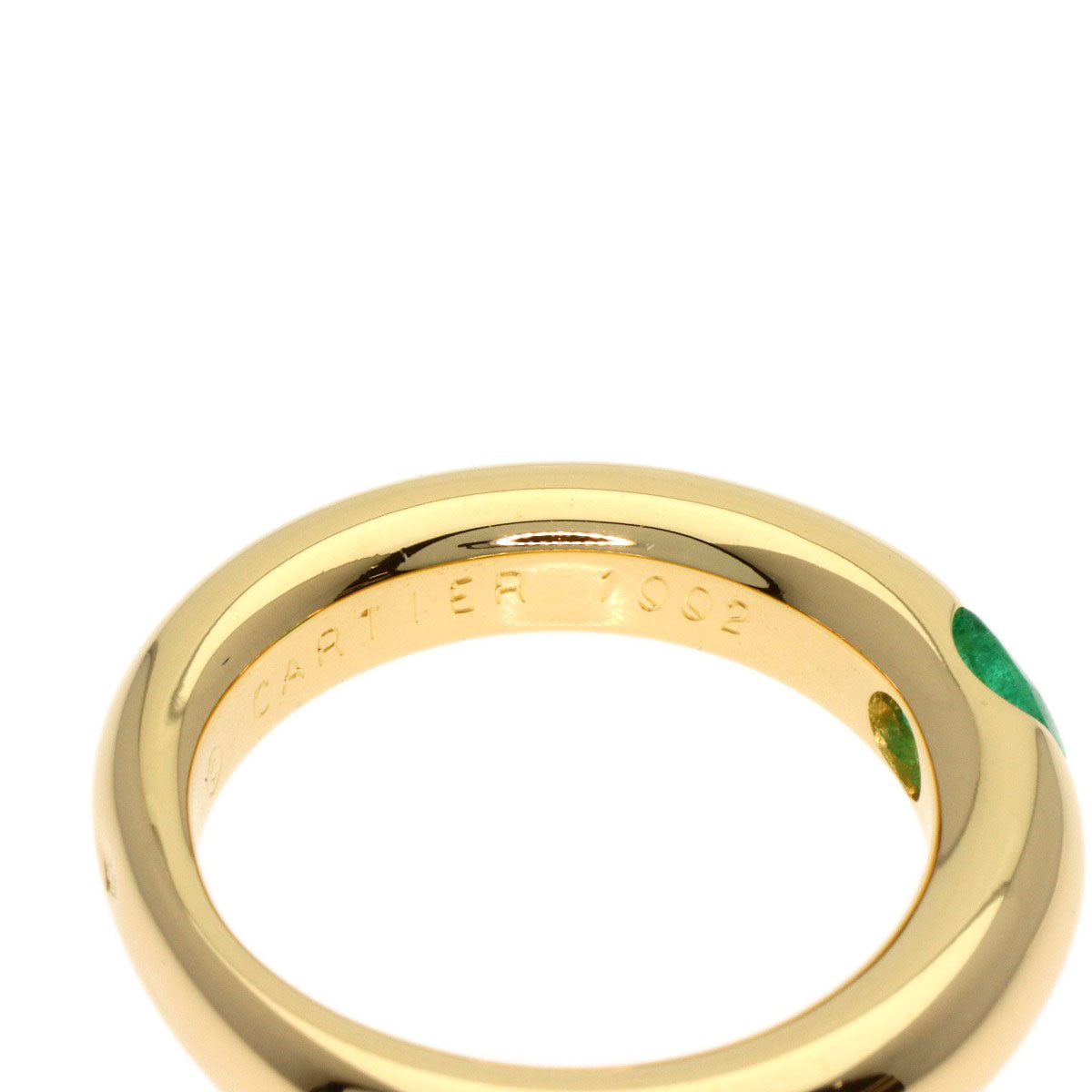 CARTIER Ellipse Emerald #51 Ring K18 Yellow Gold Ladies [Used]