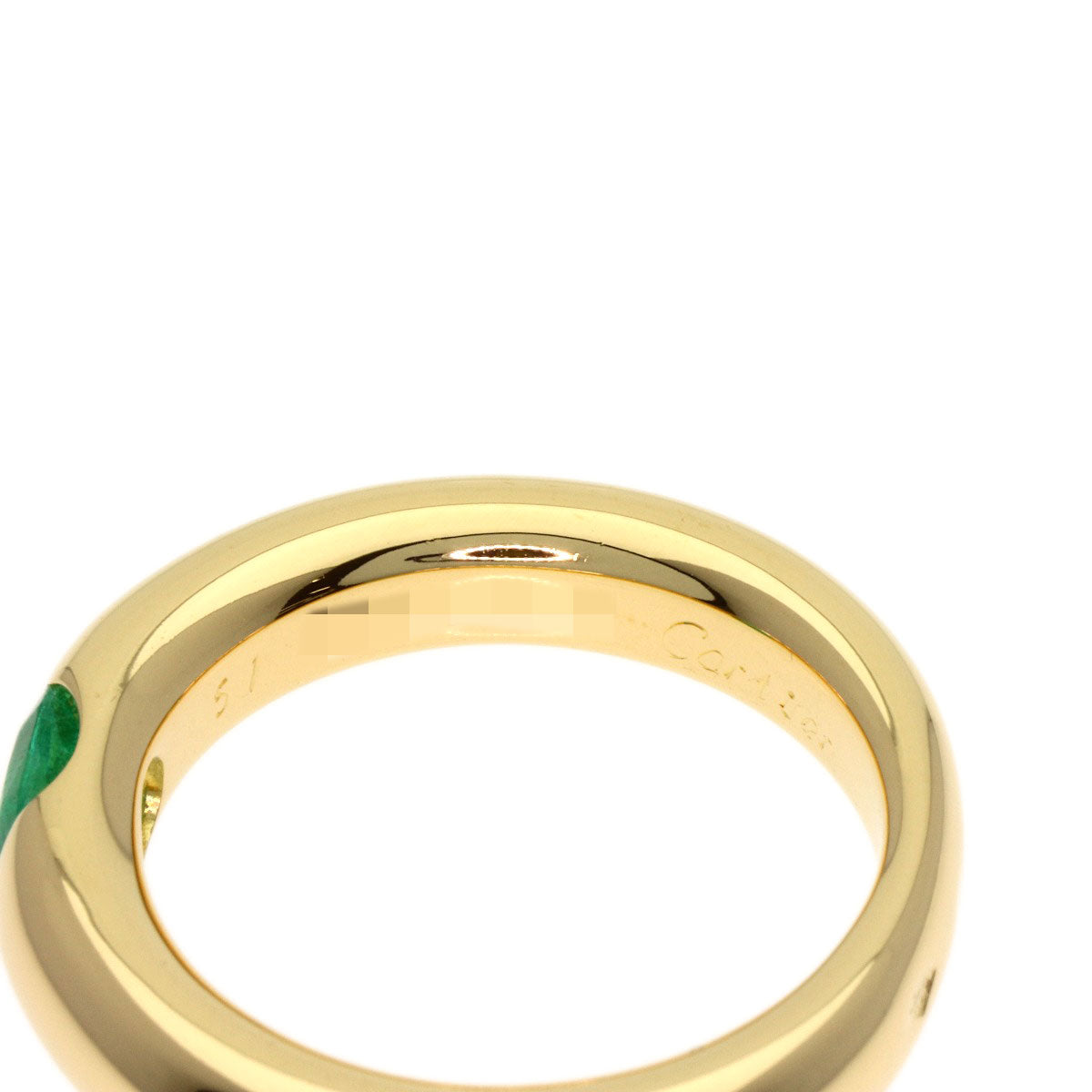 CARTIER Ellipse Emerald #51 Ring K18 Yellow Gold Ladies [Used]