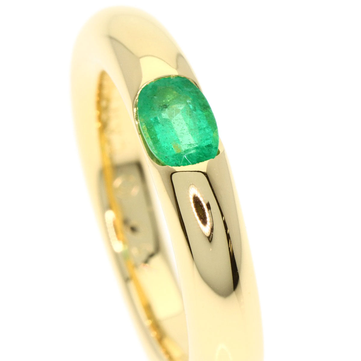 CARTIER Ellipse Emerald #51 Ring K18 Yellow Gold Ladies [Used]