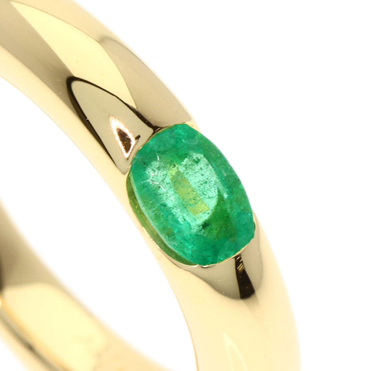 CARTIER Ellipse Emerald #51 Ring K18 Yellow Gold Ladies [Used]