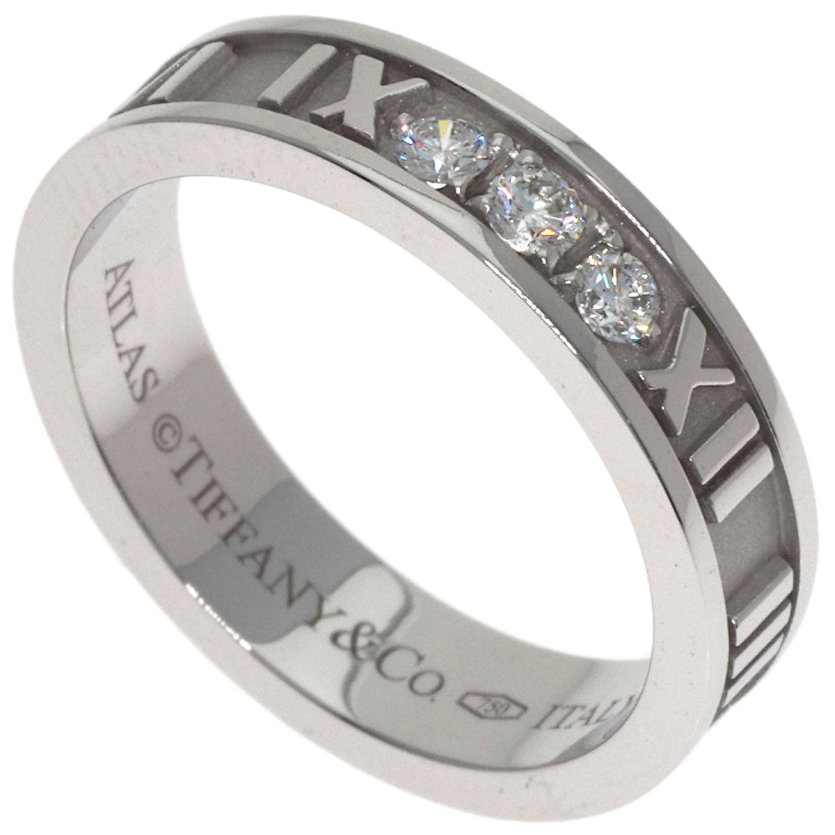 TIFFANY&Co. Atlas 3P Diamond Ring K18 White Gold Ladies [Used]