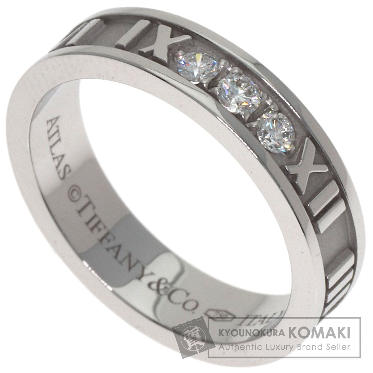 TIFFANY&Co. Atlas 3P Diamond Ring K18 White Gold Ladies [Used]