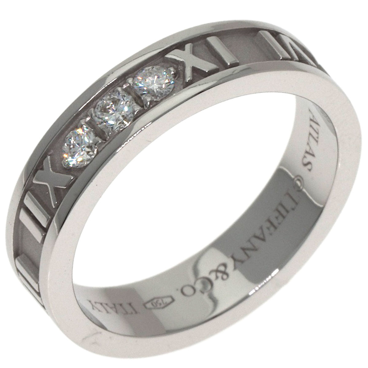TIFFANY&Co. Atlas 3P Diamond Ring K18 White Gold Ladies [Used]