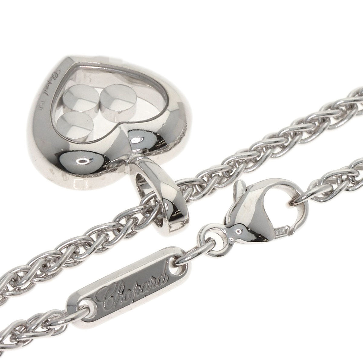 Chopard Heart Happy Diamond Necklace K18 White Gold Ladies [Used]