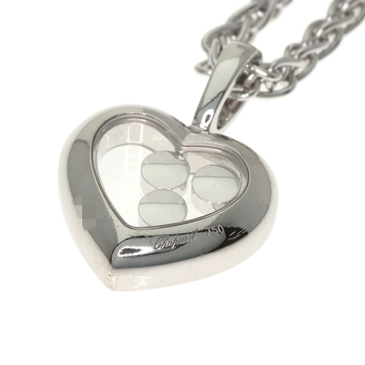 Chopard Heart Happy Diamond Necklace K18 White Gold Ladies [Used]