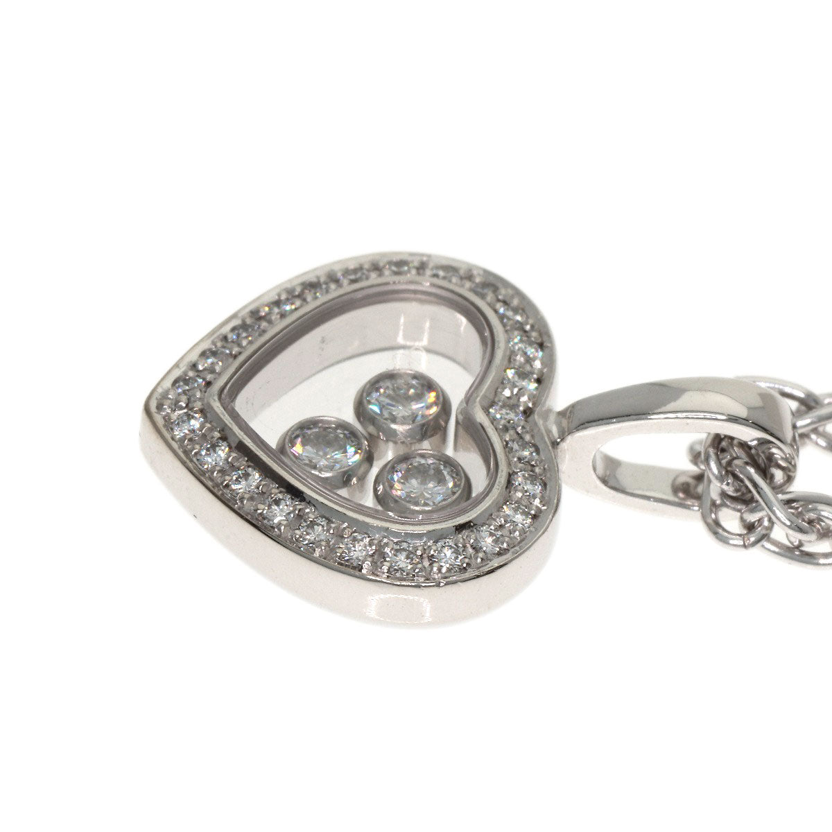 Chopard Heart Happy Diamond Necklace K18 White Gold Ladies [Used]