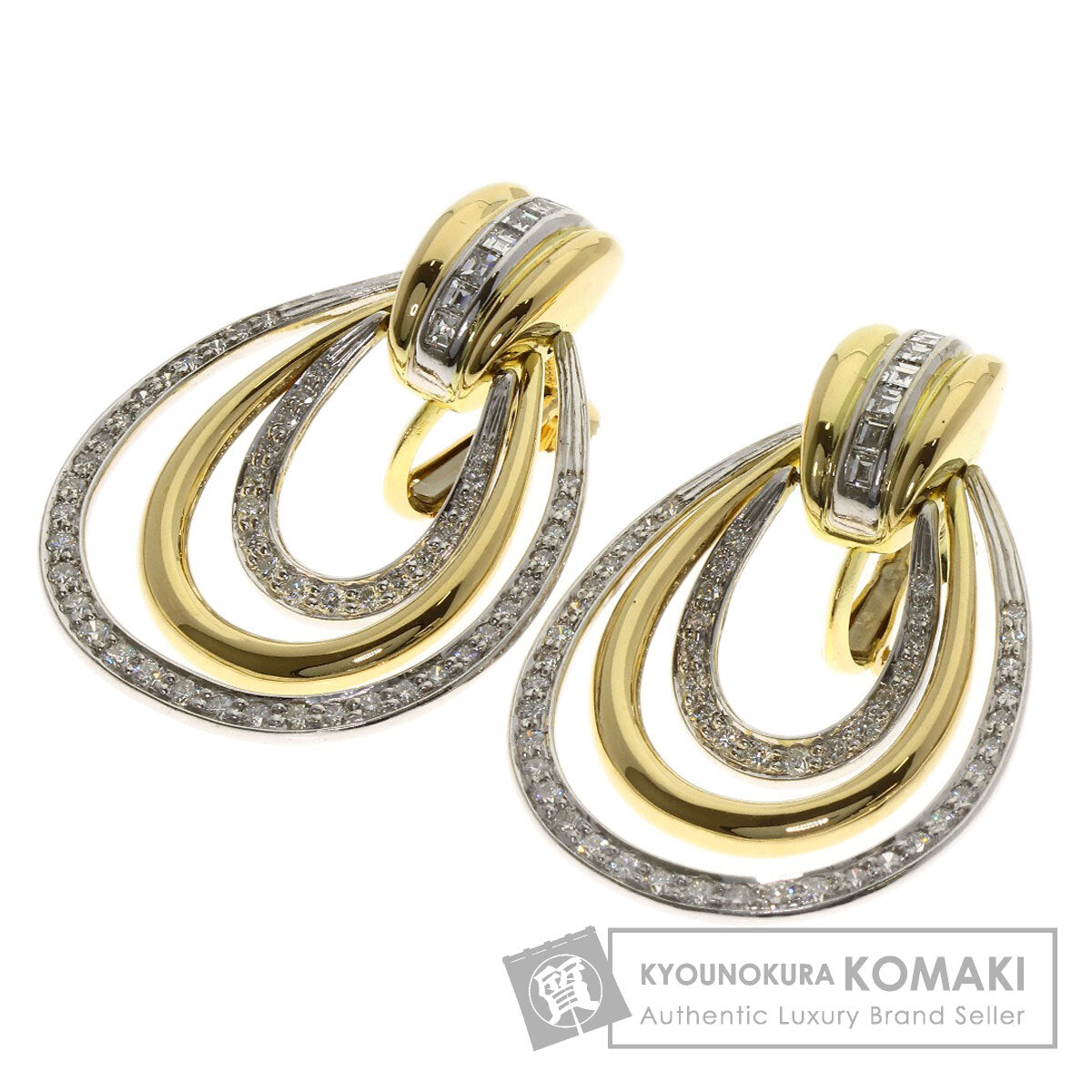 Diamond Earring K18 Yellow Gold 25g　Ladies