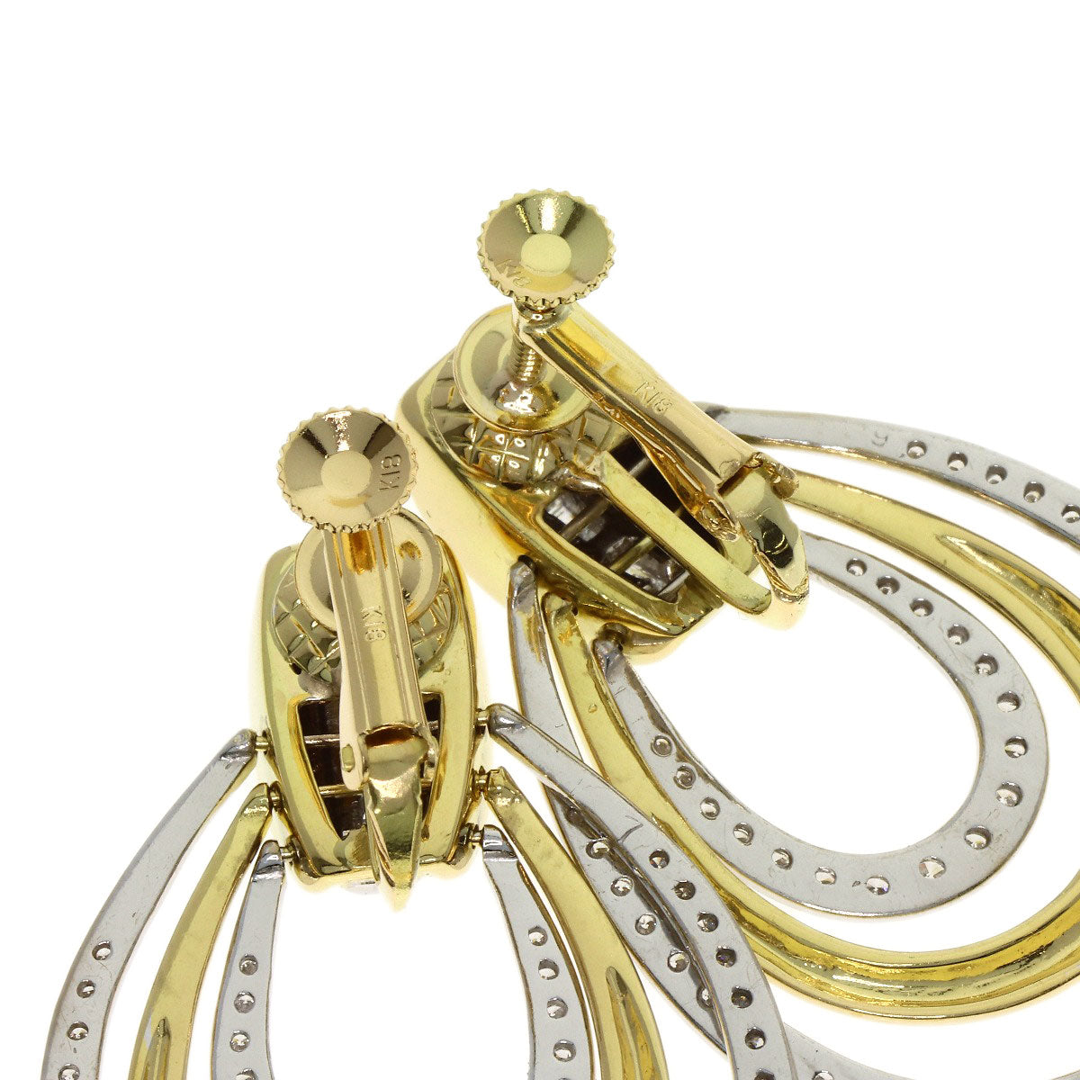 Diamond Earring K18 Yellow Gold 25g　Ladies