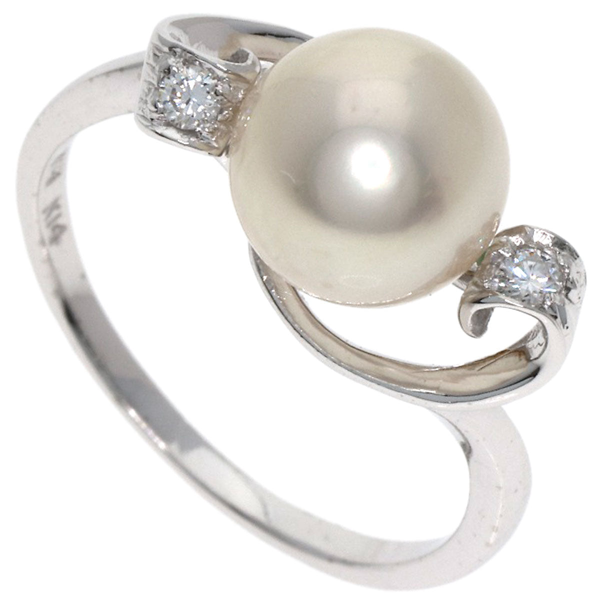 MIKIMOTO Pearl Pearl Diamond Ring K14 White Gold Ladies [Used]