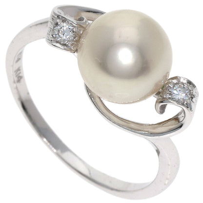 MIKIMOTO Pearl Pearl Diamond Ring K14 White Gold Ladies [Used]