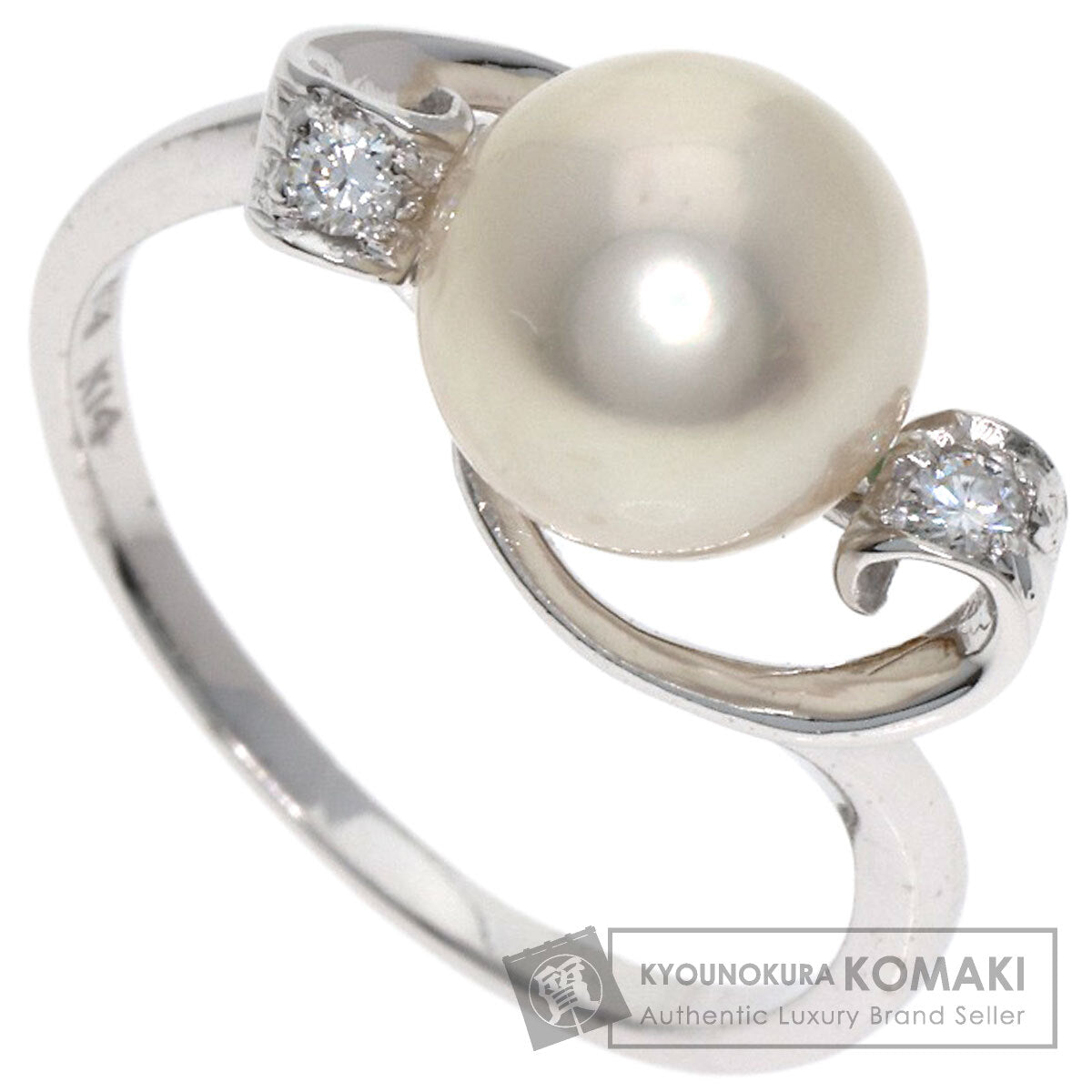 MIKIMOTO Pearl Pearl Diamond Ring K14 White Gold Ladies [Used]
