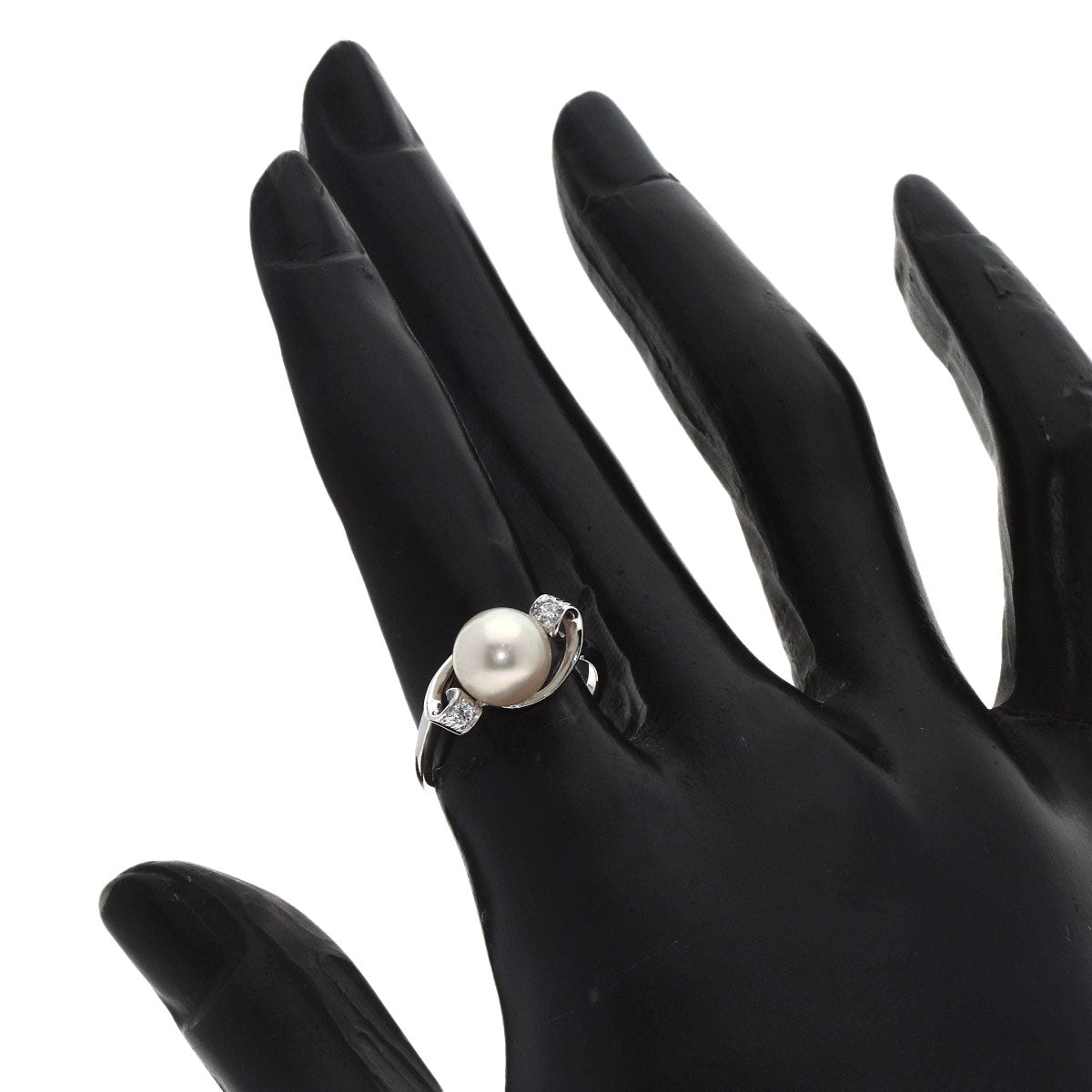 MIKIMOTO Pearl Pearl Diamond Ring K14 White Gold Ladies [Used]