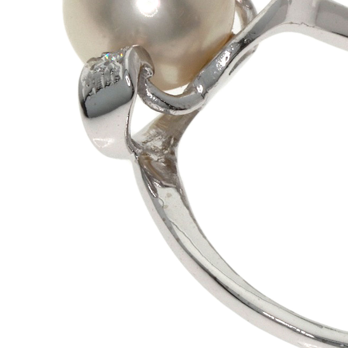 MIKIMOTO Pearl Pearl Diamond Ring K14 White Gold Ladies [Used]