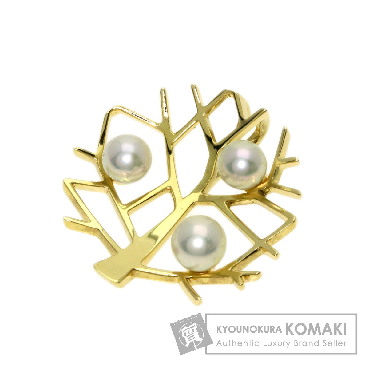 MIKIMOTO Tree of Happiness Pearl Pearl Pendant top K18 Yellow Gold Ladies [Used]