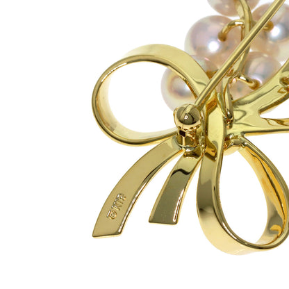 MIKIMOTO Ribbon Pearl Pearl Brooch K18 Yellow Gold Ladies [Used]