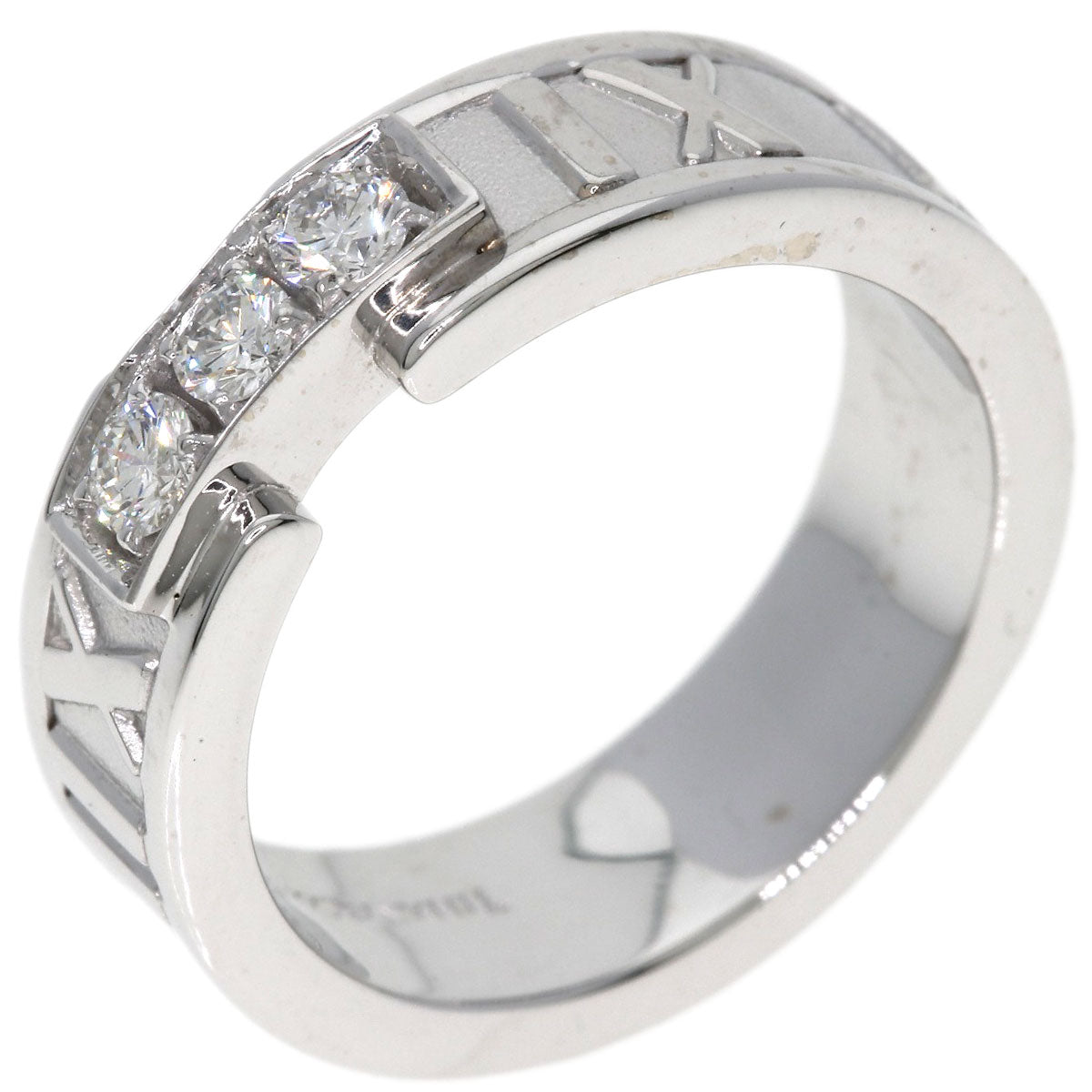 TIFFANY&Co. Atlas 3P Diamond Ring K18 White Gold Ladies [Used]