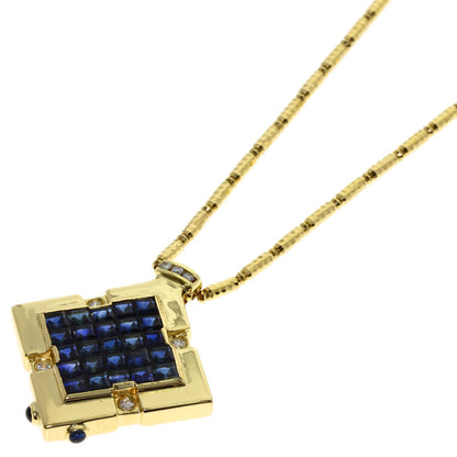 0.16ct Mystery Sapphire Diamond Necklace K18 Yellow Gold 19.6g　Ladies