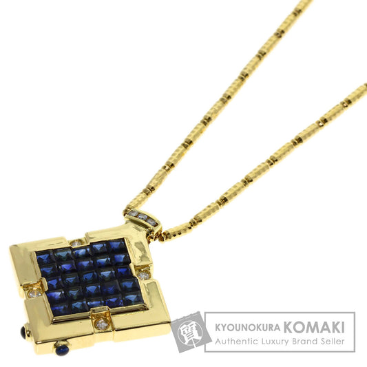 0.16ct Mystery Sapphire Diamond Necklace K18 Yellow Gold 19.6g　Ladies