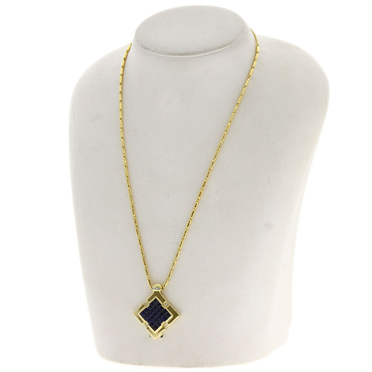 0.16ct Mystery Sapphire Diamond Necklace K18 Yellow Gold 19.6g　Ladies