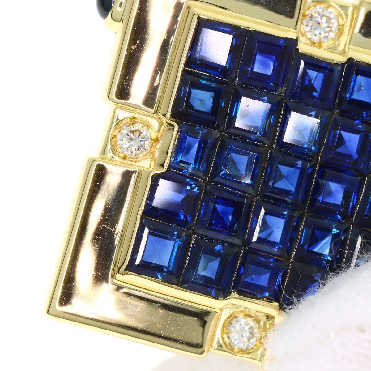 0.16ct Mystery Sapphire Diamond Necklace K18 Yellow Gold 19.6g　Ladies