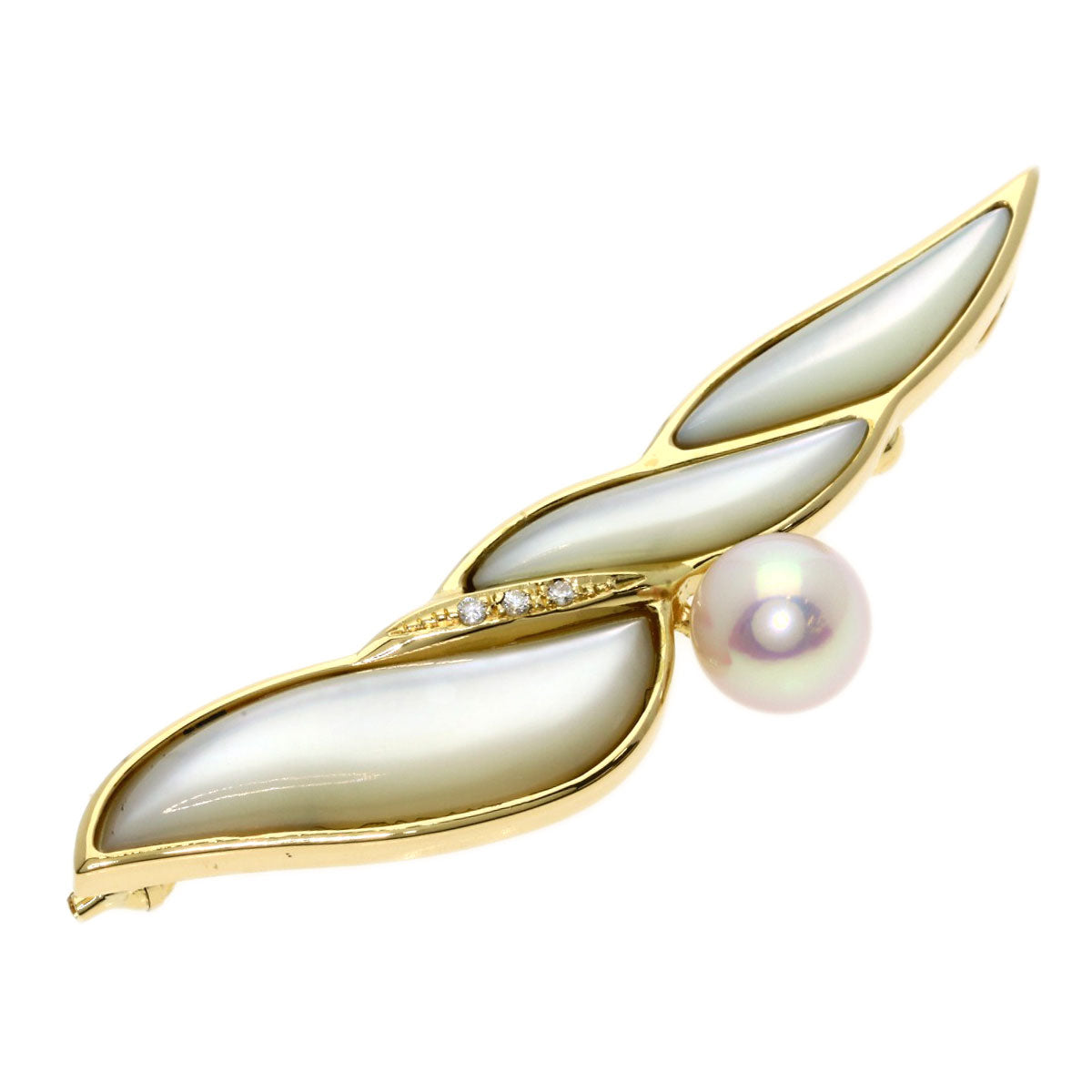 TASAKI Pearl Pearl Diamond Shell Brooch K18 Yellow Gold Ladies [Used]