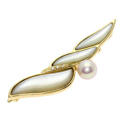 TASAKI Pearl Pearl Diamond Shell Brooch K18 Yellow Gold Ladies [Used]