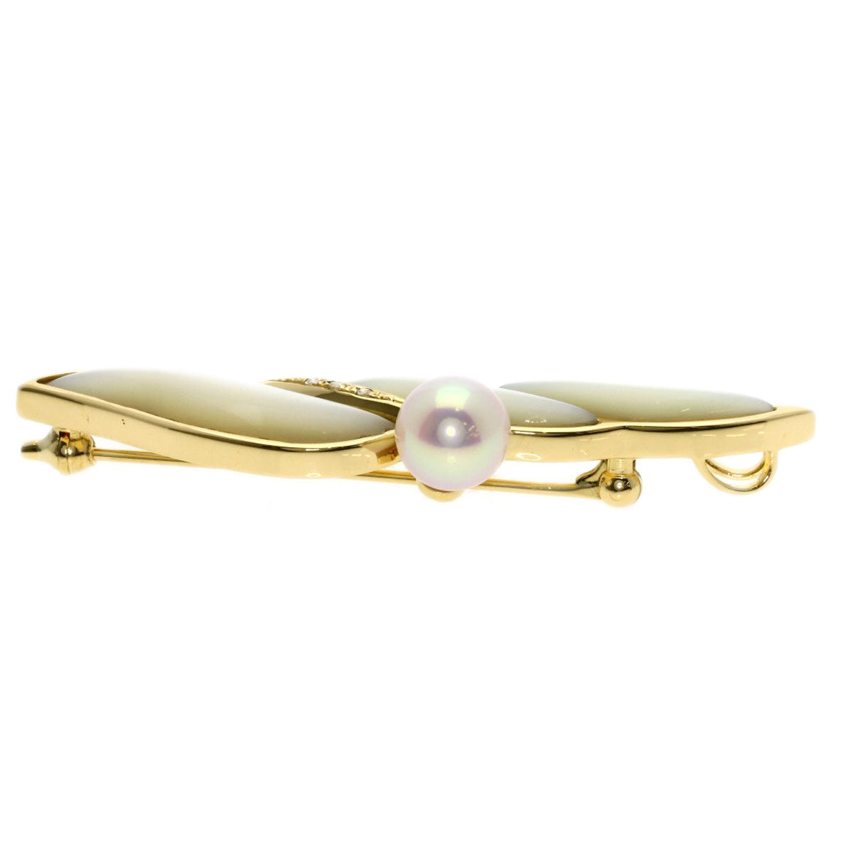 TASAKI Pearl Pearl Diamond Shell Brooch K18 Yellow Gold Ladies [Used]