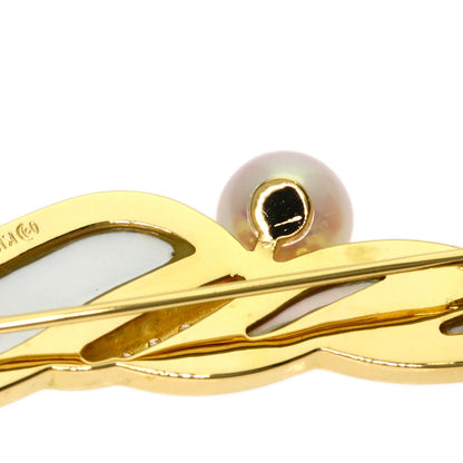 TASAKI Pearl Pearl Diamond Shell Brooch K18 Yellow Gold Ladies [Used]
