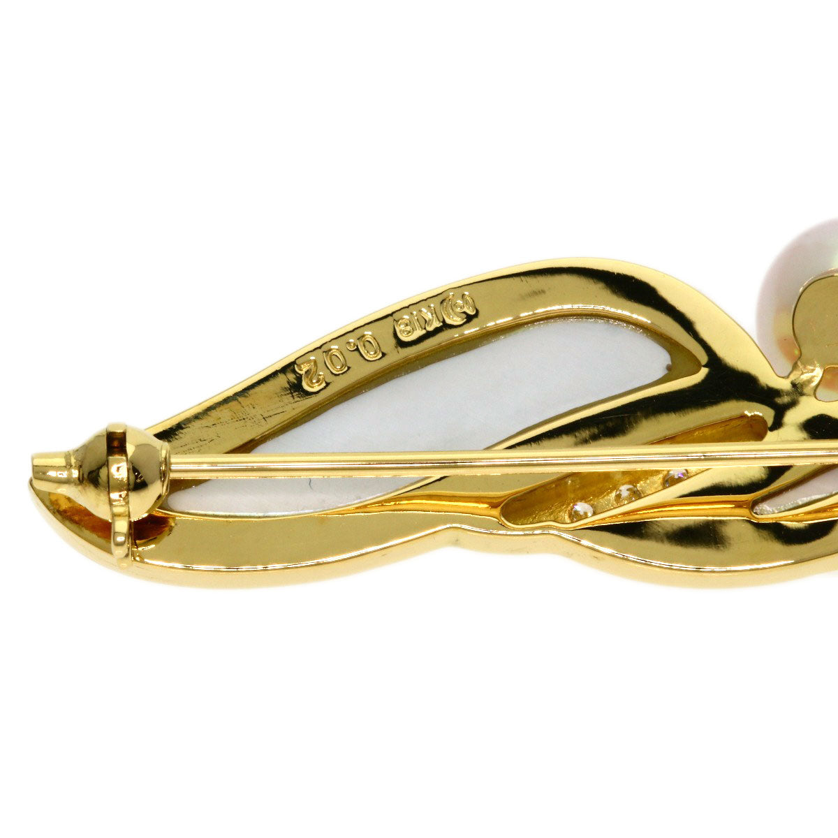 TASAKI Pearl Pearl Diamond Shell Brooch K18 Yellow Gold Ladies [Used]