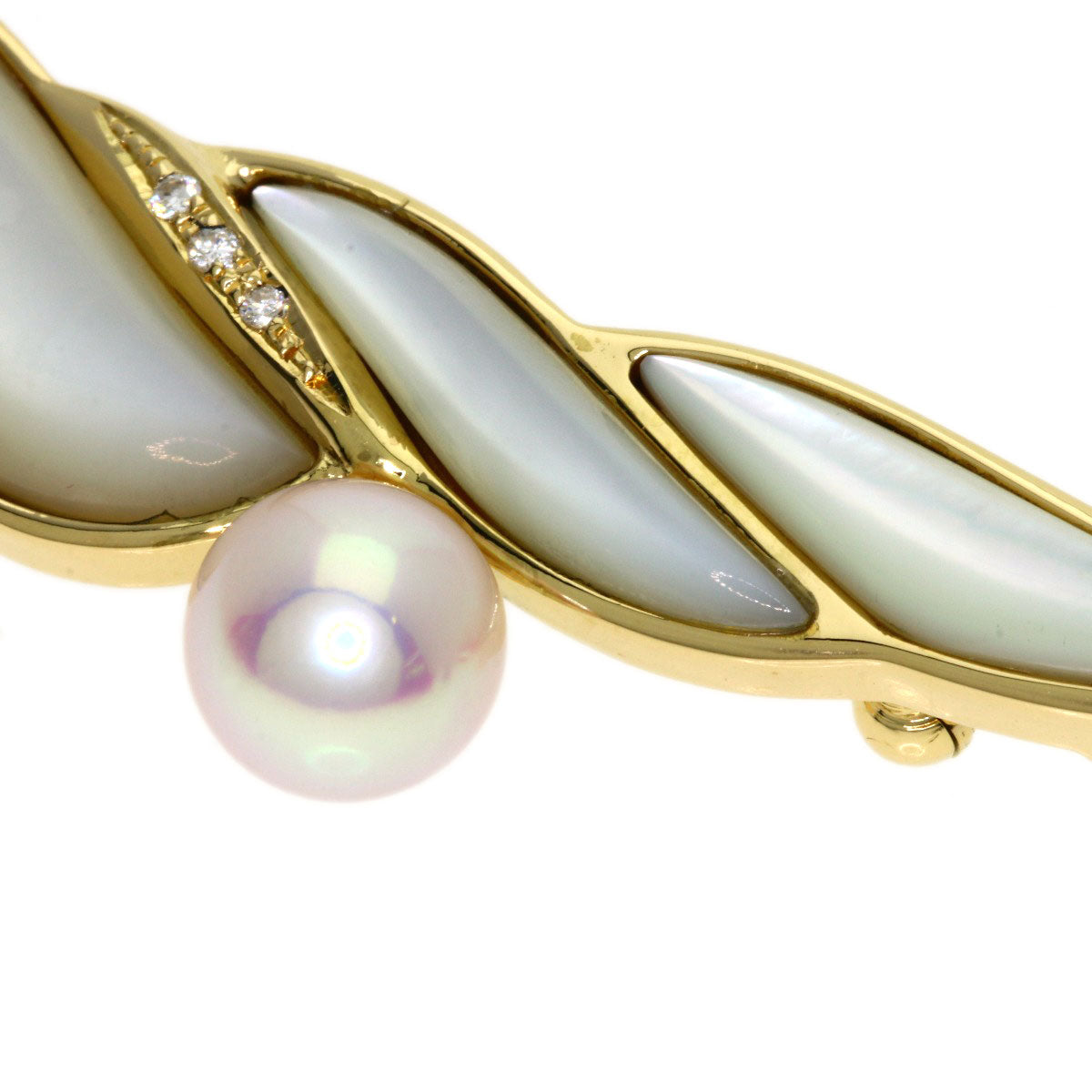 TASAKI Pearl Pearl Diamond Shell Brooch K18 Yellow Gold Ladies [Used]