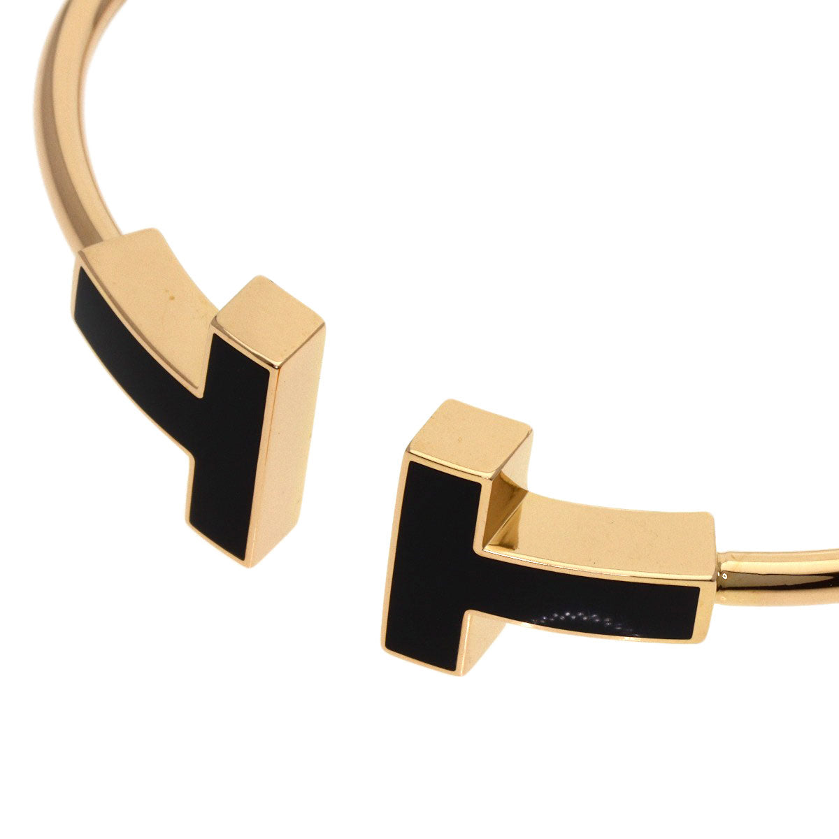 TIFFANY&Co. T Wire Wide Onyx XL Bracelet K18 Pink Gold Ladies [Used]