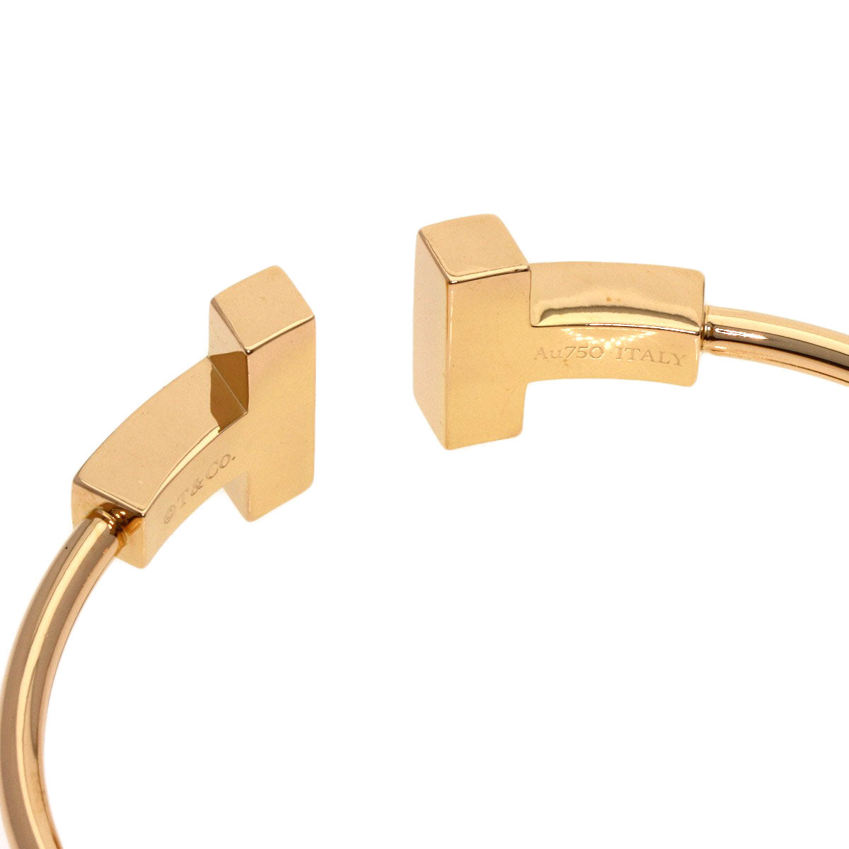 TIFFANY&Co. T Wire Wide Onyx XL Bracelet K18 Pink Gold Ladies [Used]