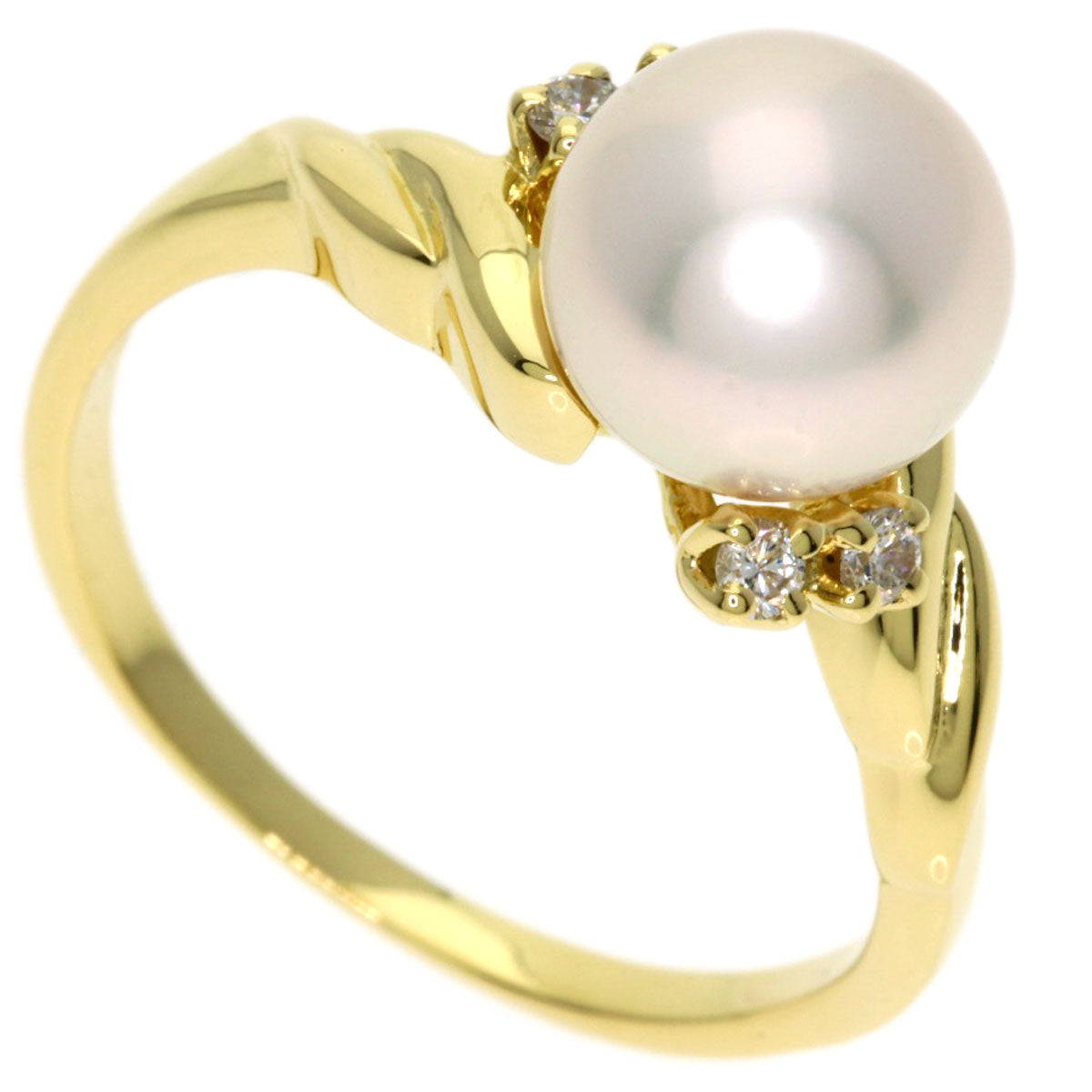 MIKIMOTO Pearl Pearl Diamond Ring K18 Yellow Gold Ladies [Used]