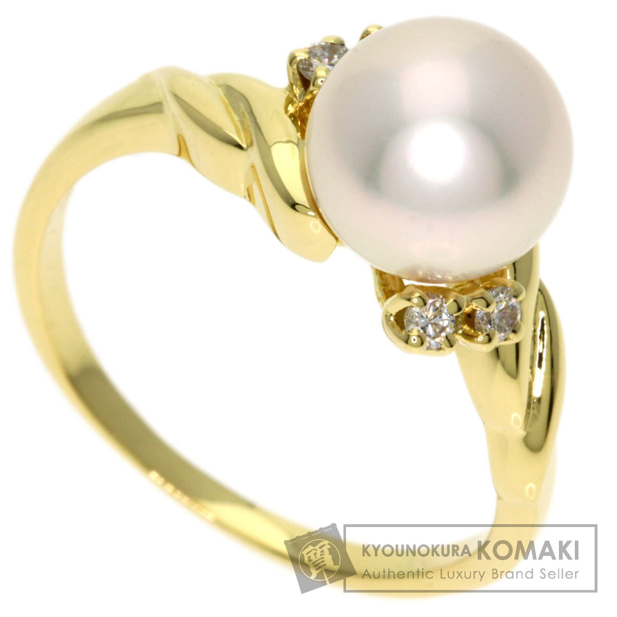 MIKIMOTO Pearl Pearl Diamond Ring K18 Yellow Gold Ladies [Used]